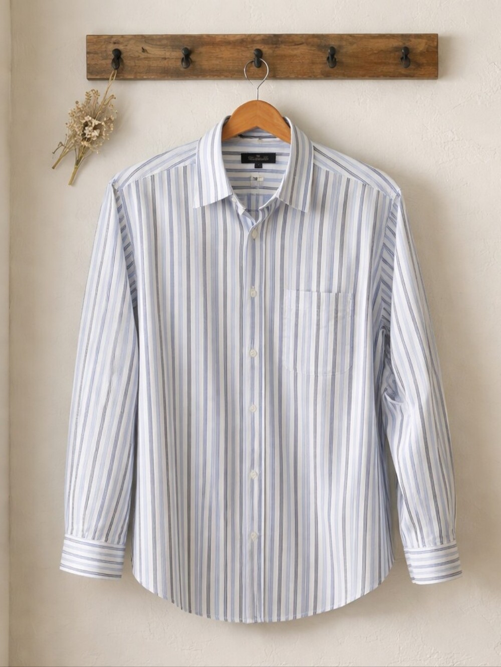 Falconnable Men's Classic Blue & White Stripe Button-Up Shirt
